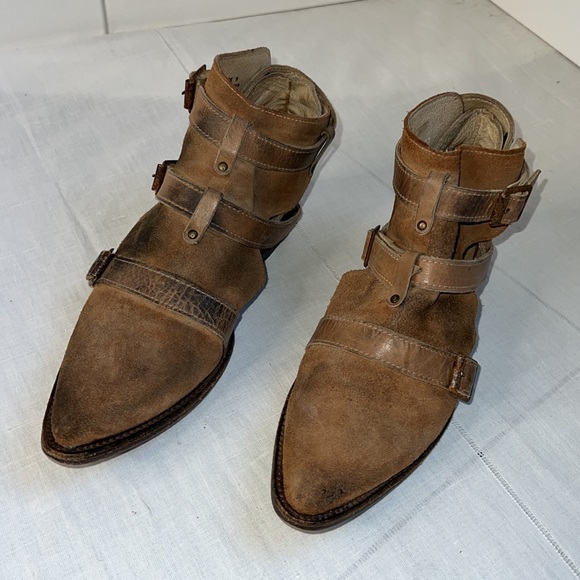 Freebird by Steven Jade Distressed Leather Suede Ankle Bootie Size 9 - Picture 2 of 8